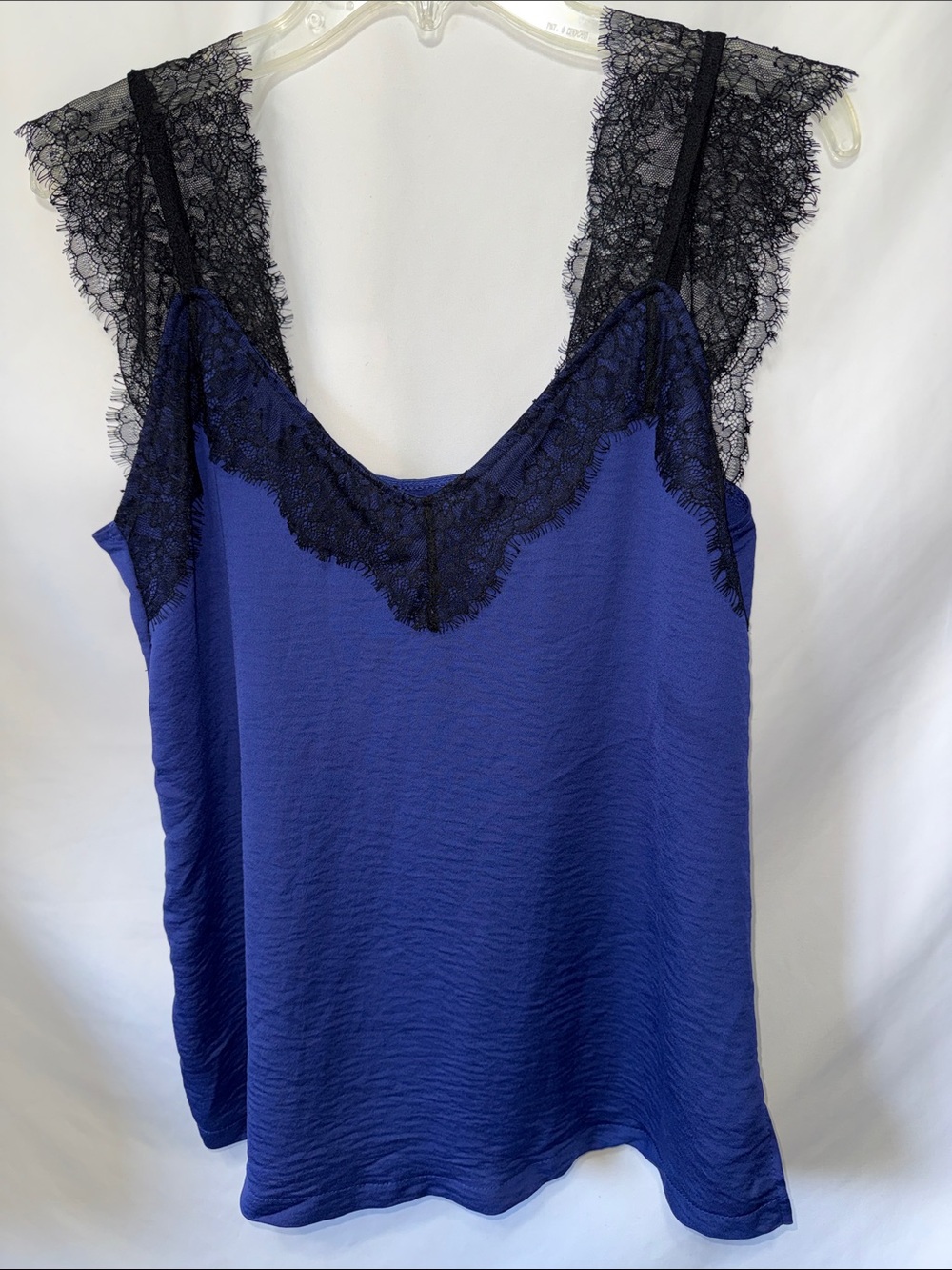 Navy with Black Lace-Trim Sleeveless Cami Top